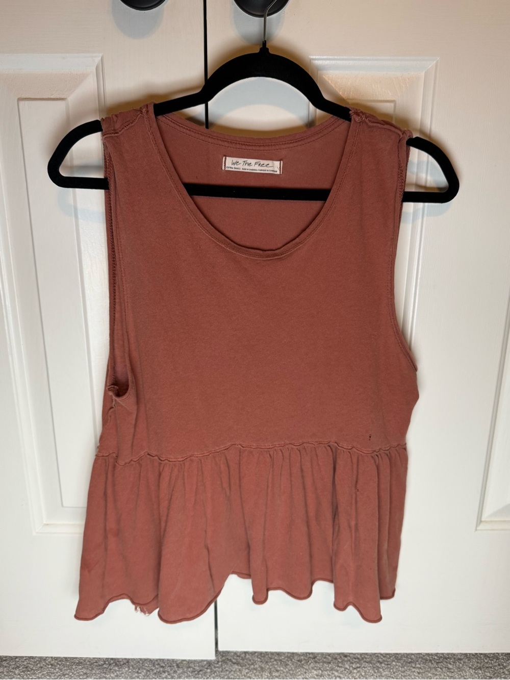 Used Free People We The Free Babydoll Tank XS Rust Boho Distressed Flaws